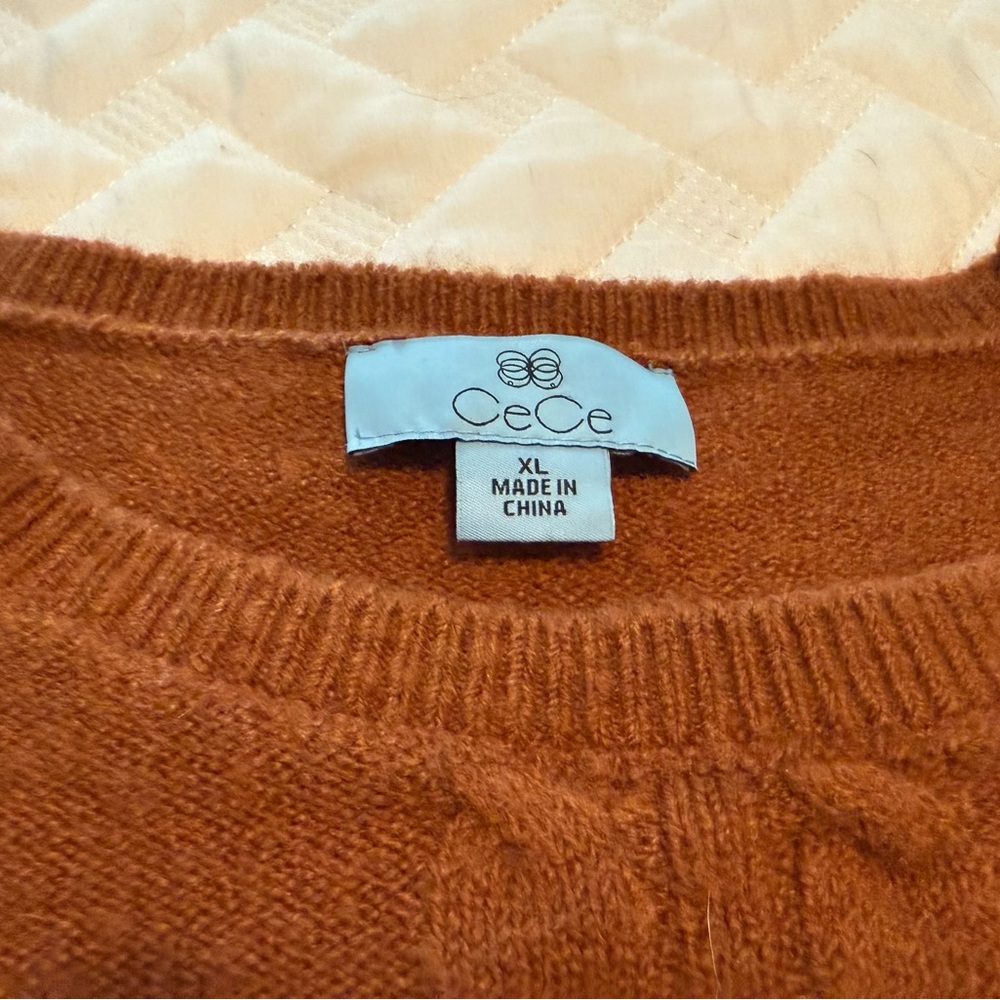 CeCe Women's Rust Ruffle Sweater - Picture 2 of 2